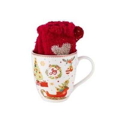 Kubek Joyous 600 ml + skarpetki w pudełku świąteczny wielokolorowy