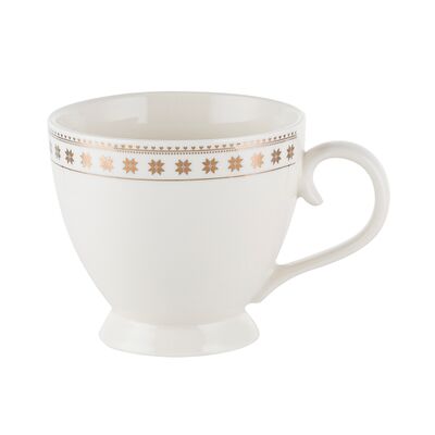 Kubek na nóżce Snowflake 440 ml śnieżynki biało-złoty