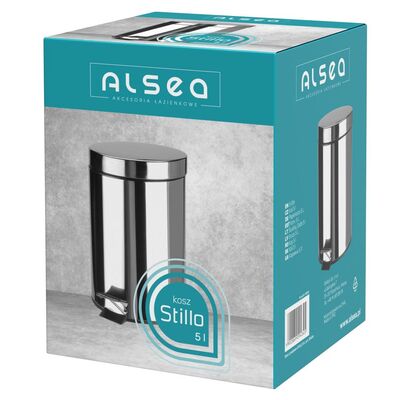 Kosz na śmieci Stillo z pedałem 5 l srebrny