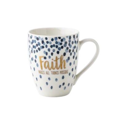 Kubek Mare Faith 340 ml niebieskie kropki biały