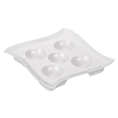 Talerz do jaj Fala na 5 sztuk biały