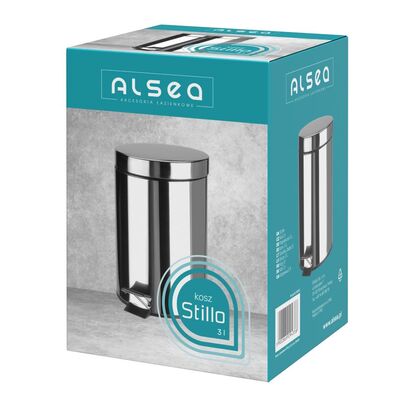 Kosz na śmieci Stillo z pedałem 3 l srebrny