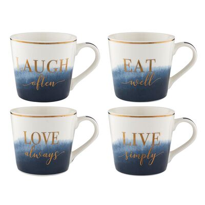 Kubek Lisa Blue 400 ml mix wzorów biało-niebieski 1 szt.