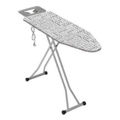 Deska do prasowania Aria z gniazdkiem 38 x 110 cm napisy czarno-biały