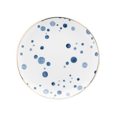 Talerz deserowy Mare Hope 20 cm kropeczki biało-niebieski