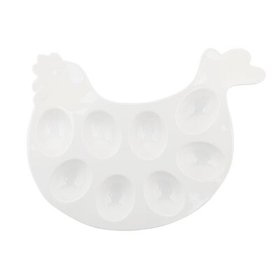 Talerz na jajka Kurka biały