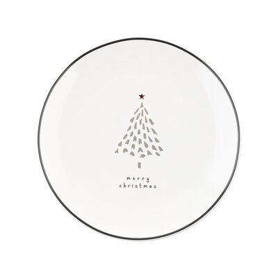 Talerz deserowy Natalie 20 cm choinka biały