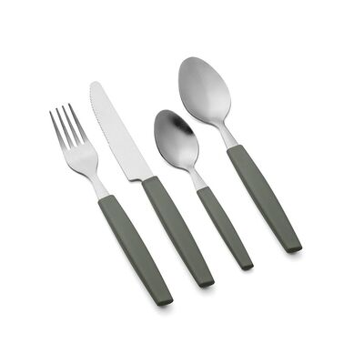 Sztućce Allegra 16 elementów srebrno-szałwiowy