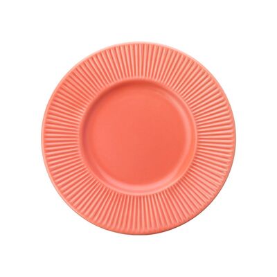 Talerz deserowy Prążki 22 cm koralowy