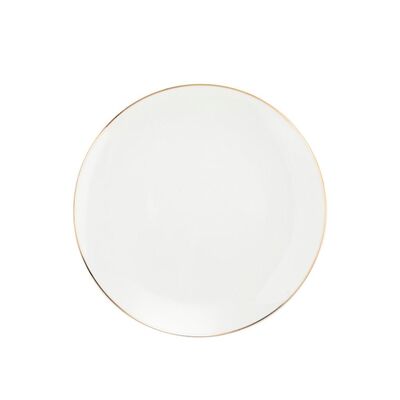 Talerz deserowy Belissima 20,5 cm złota obwódka biały