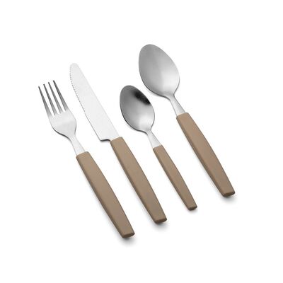 Sztućce Allegra 16 elementów srebrno-beżowy