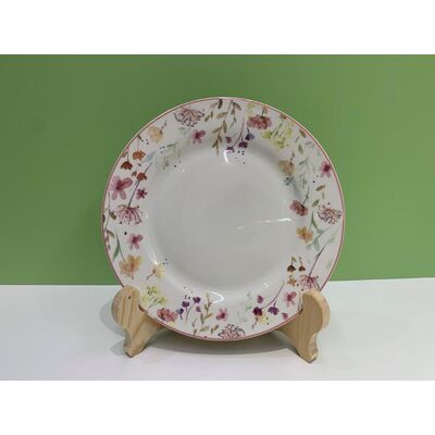 Talerz deserowy Lea 19 cm kwiaty biały