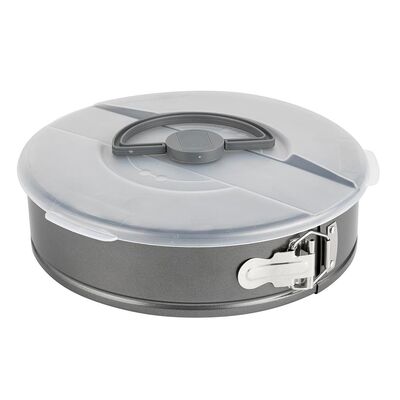 Tortownica nierdzewna Likoris New z pokrywą 26 cm szary