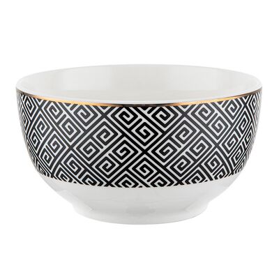 Salaterka Lauren złota obwódka 13 cm biało-czarny