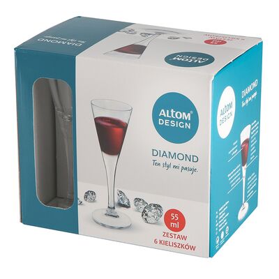 Komplet 6 kieliszków szklanych Diamond do likieru 55 ml