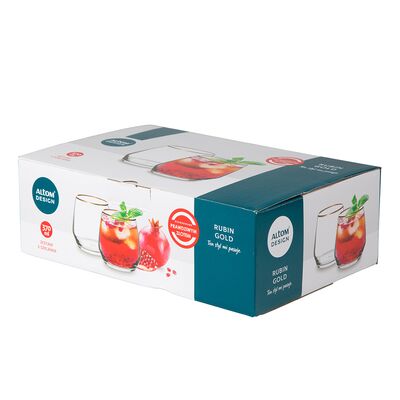 Komplet 6 szklanek Rubin gold 370 ml