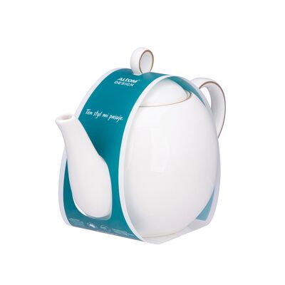 Imbryk porcelanowy Bella złota linia 900 ml opaska PVC beżowy