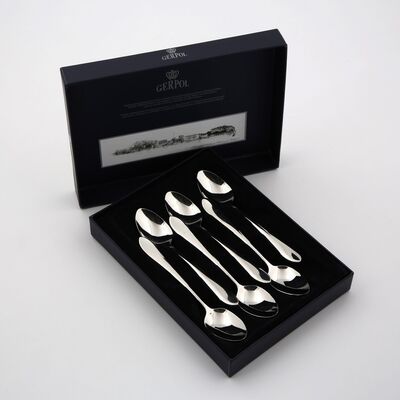 Komplet 6 łyżeczek do herbaty Mona polerowane folk srebrny