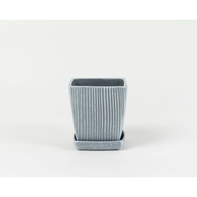 Doniczka ceramiczna Kwadrat z podstawkiem 24 cm szary