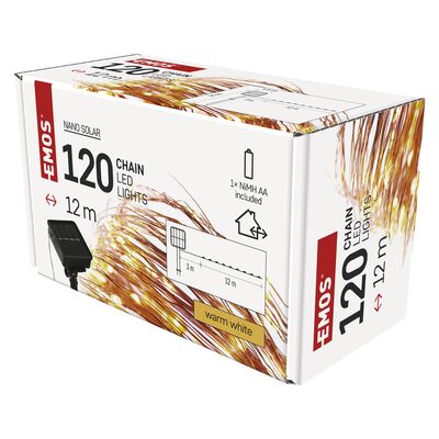 Lampki nano 120 LED łezki z panelem solarnym miedź 12 m IP44 ciepła biel timer