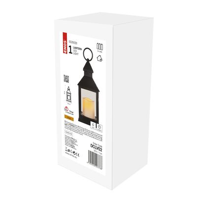 Lampion LED świeczka czarny 24 cm 3 x AAA vintage IP20 timer