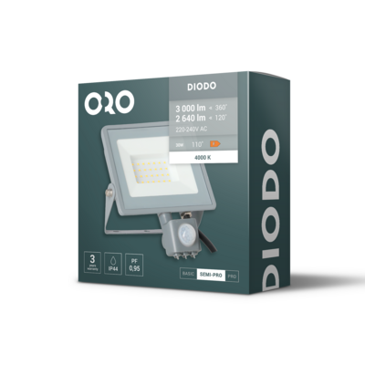 Naświetlacz LED oro diodo 30 W neutralna biel NW czujnik pir