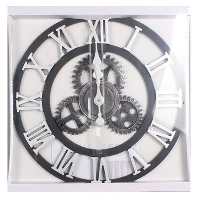 Zegar ścienny Nero 2 58 x 4 cm czarno-srebrny