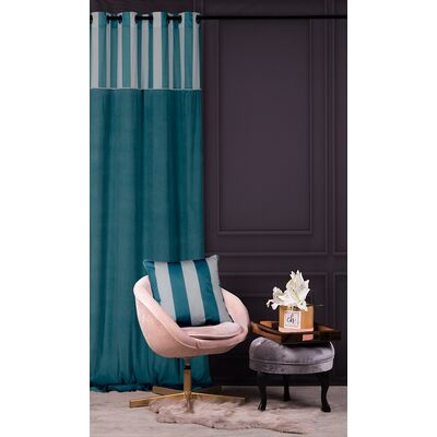 Zasłona CHIC STRIPE 140 x 270 cm przelotki turkus