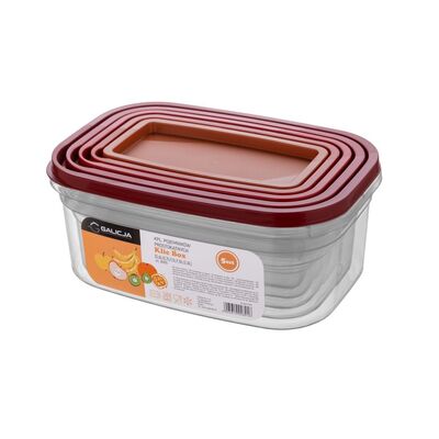 Komplet pojemników prostokątnych Klic box 5 sztuk 0,4 l + 0,7 l + 1 l + 1,6 l + 2,4 l mix kolorów
