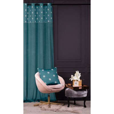 Zasłona CHIC DOTS 140 x 270 cm przelotki turkus