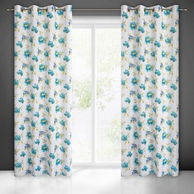 Zasłona ALMA 140 x 250 cm przelotki biało-niebieski