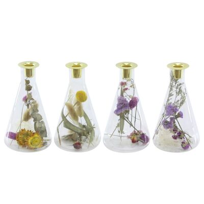 Świecznik szklany suszone kwiaty 20 x 10,3 cm