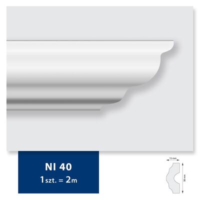 Listwa przysufitowa dekoracyjna 200 x 3,8 cm biały