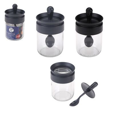 Pojemnik na przyprawy z łyżeczką Wyspa Okazji 210 ml czarno-przezroczysty