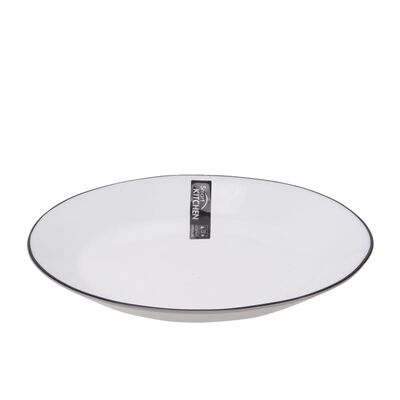 Talerz deserowy Moonlight black 18 cm z czarną obwódką biały