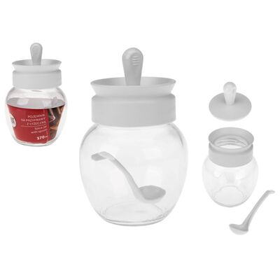 Pojemnik Wyspa Okazji na przyprawy z łyżeczką 370 ml szaro-przezroczysty