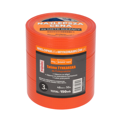 Taśma tynkarska dla Wykonawców 48 mm x 50 m 3 sztuki