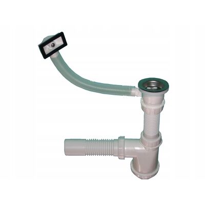 Syfon zlewozmywakowy 1-komorowy sitko metalowe z przelewem elastycznym uniwersalnym XLEO