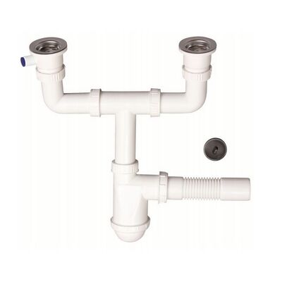 Syfon zlewozmywakowy 2-komorowy sitko metalowe odpływ fi 50 XLEO