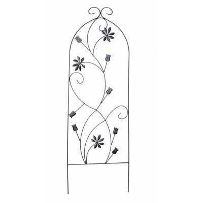 Podpora ogrodowa do roślin KWIATY 118 x 40 cm czarna