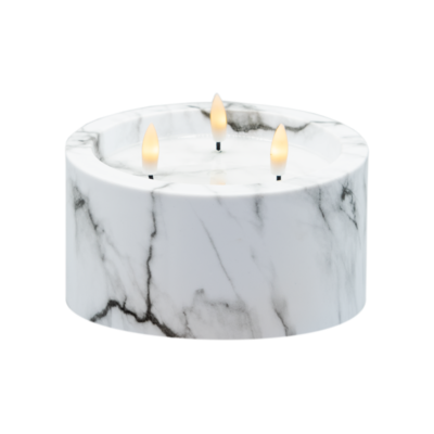 Świeca LED 3 płomienie efekt marmuru 9,3 x 15 cm CORTINA POLAND