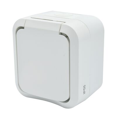 Gniazdo pojedyncze z uziemieniem aqua pro IP55 biały