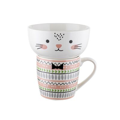 Zestaw porcenalowy dziecięcej Luna salaterka 520 ml + kubek 340 ml wielokolorowy