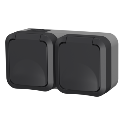 Gniazdo podwójne aqua pro IP55 szary
