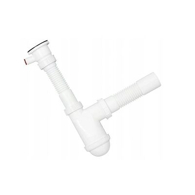 Syfon zlewozmywakowy 1-komorowy sitko metalowe uniwersalny z przyłączem pralka/zmywarka odpływ fi 50 XLEO