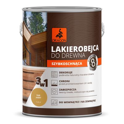 DRAGON Lakierobejca do drewna szybkoschnąca 2,5 l dąb jasny