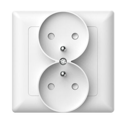Gniazdo podwójne z uziemieniem varia białe