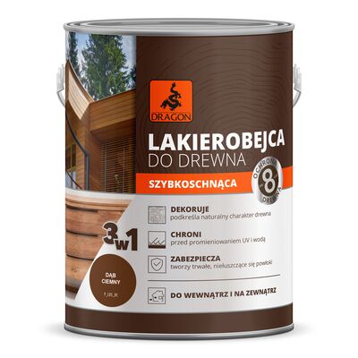 DRAGON Lakierobejca do drewna szybkoschnąca 2,5 l dąb ciemny