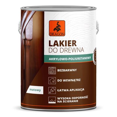 DRAGON Lakier akrylowo-poliuretanowy do drewna 2,5 l matowy metal