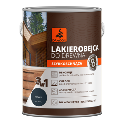 DRAGON Lakierobejca do drewna szybkoschnąca 2,5 l antracyt